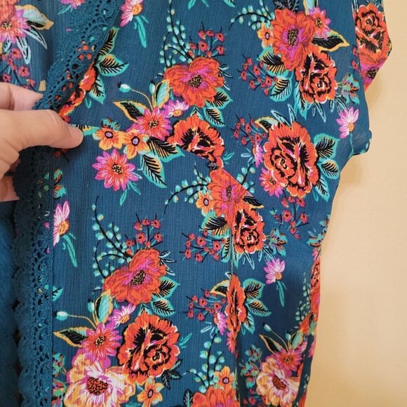 Floral Kimono Cardigan L/XL Womens‎ Lightweight Duster Boho Cover up Bloomcore - Picture 5 of 9